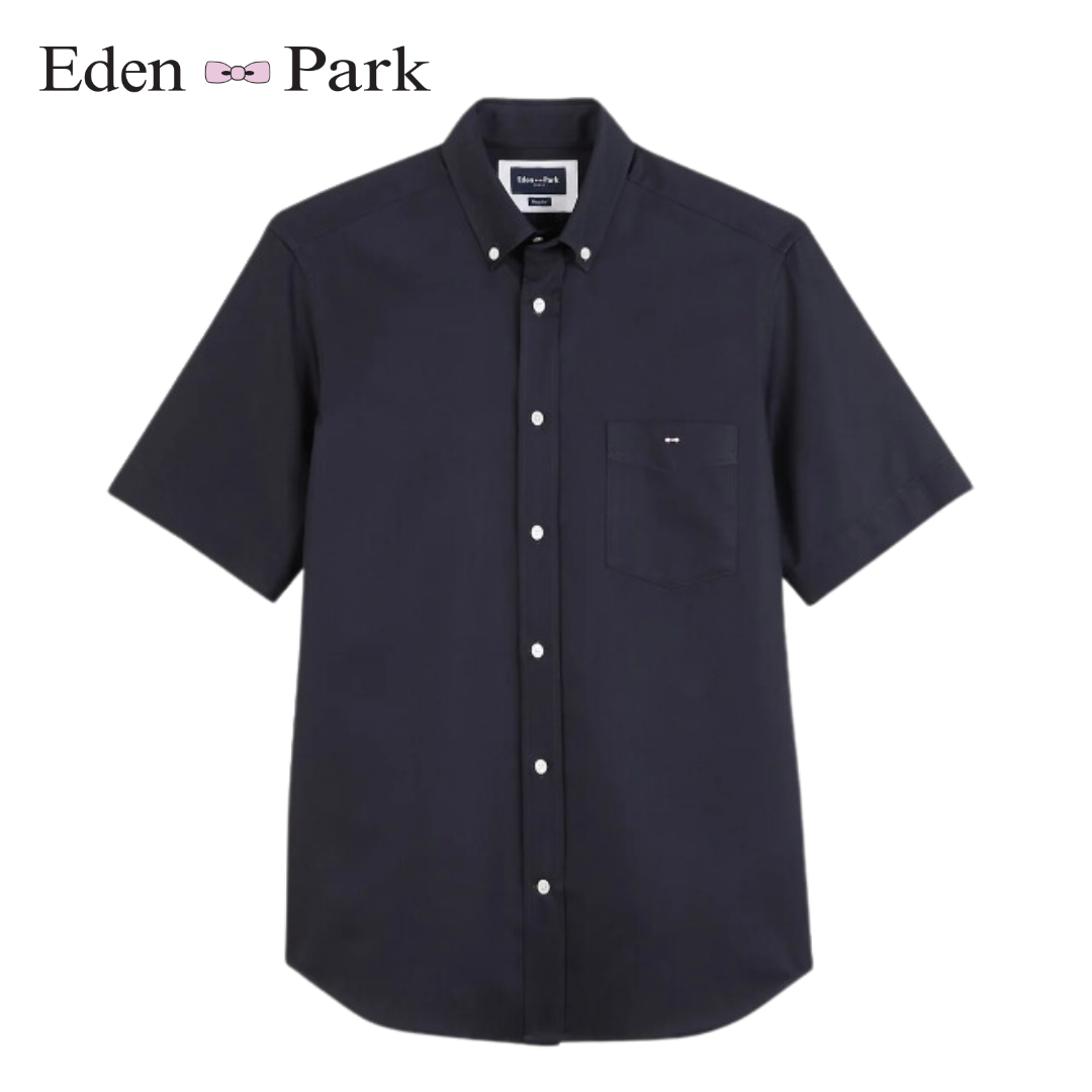Eden Park Dobby Navy Short Sleeve Shirt Navy
