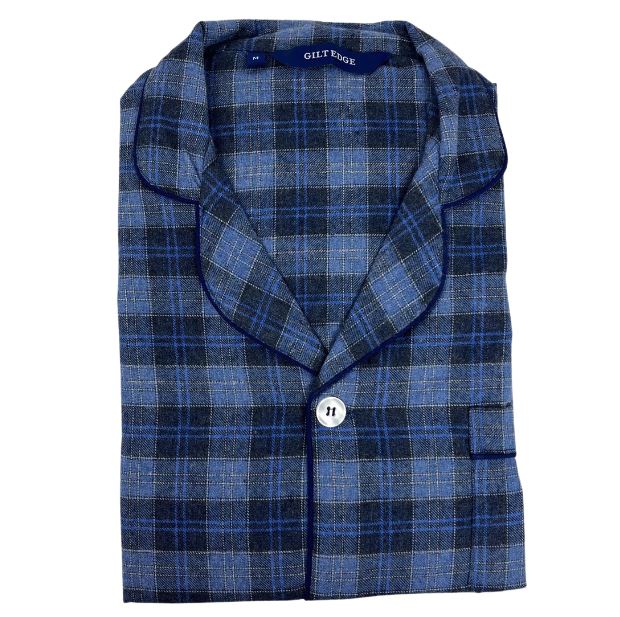 Gilt Edge Brushed Cotton Navy Pyjamas Navy