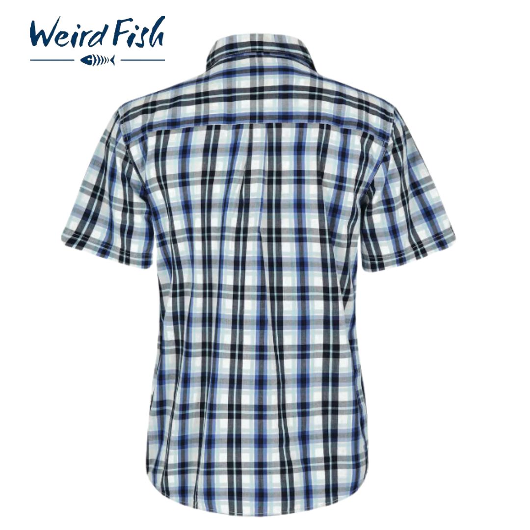 Weird Fish Sky Blue Check Shirt Blue