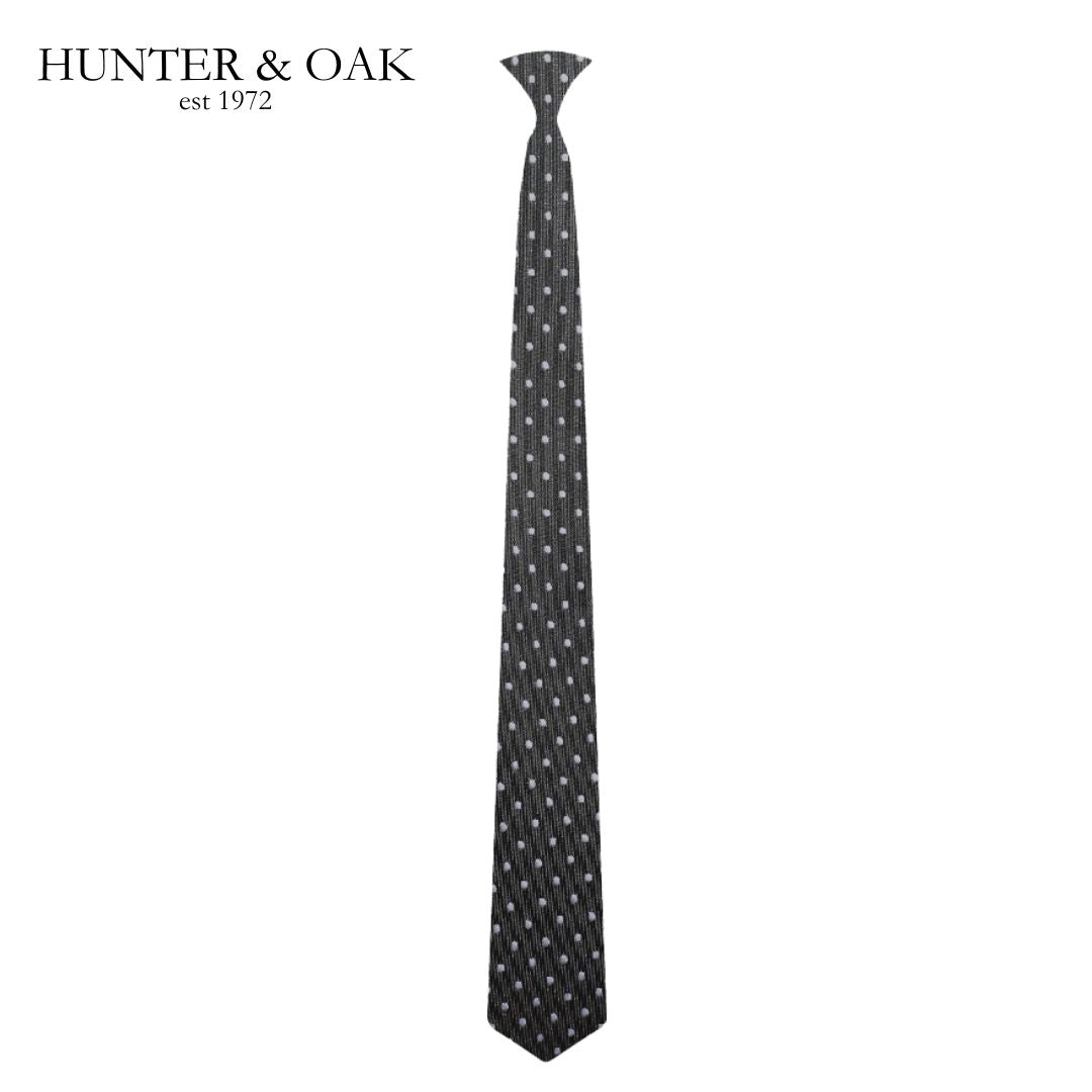 Hunter & Oak Navy & Grey Spotted Tie Navy