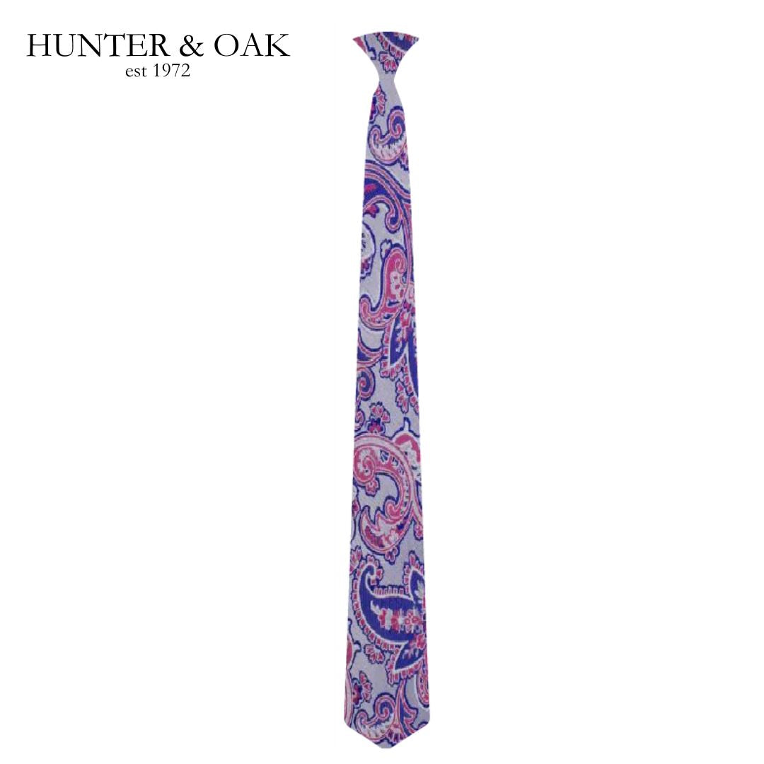 Hunter & Oak X-Long Pink Paisley Tie Pink