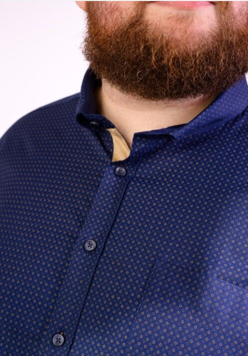 Mc Ivor Seamus Navy Shirt / Brown Print Navy