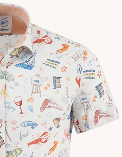 A Fish Named Fred Doodle Art S/S Shirt White