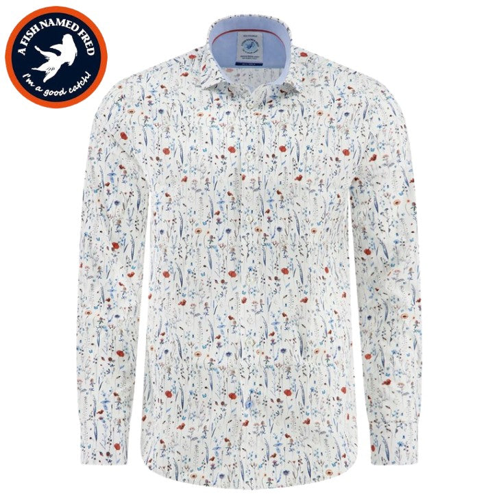 A Fish Named Fred Wild Flowers Shirt White