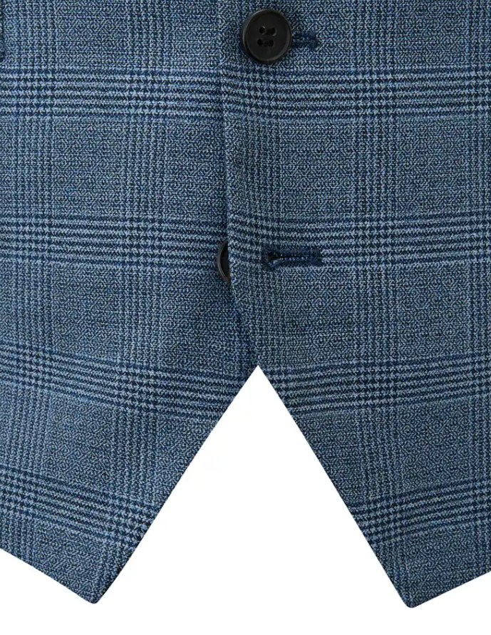 Skopes Anthony X-Long Check Waistcoat Blue