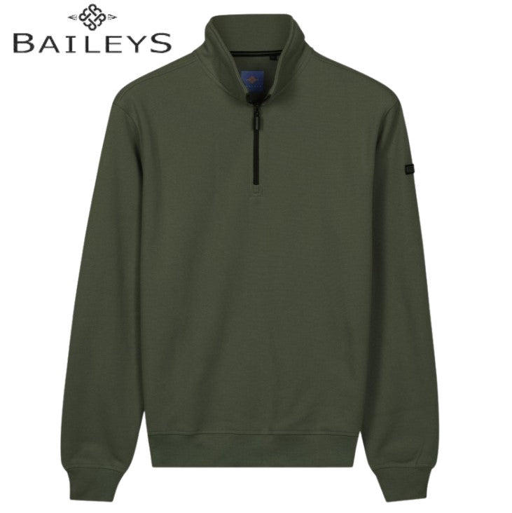 Baileys 1/4 Zip Structured Green Sweater Green
