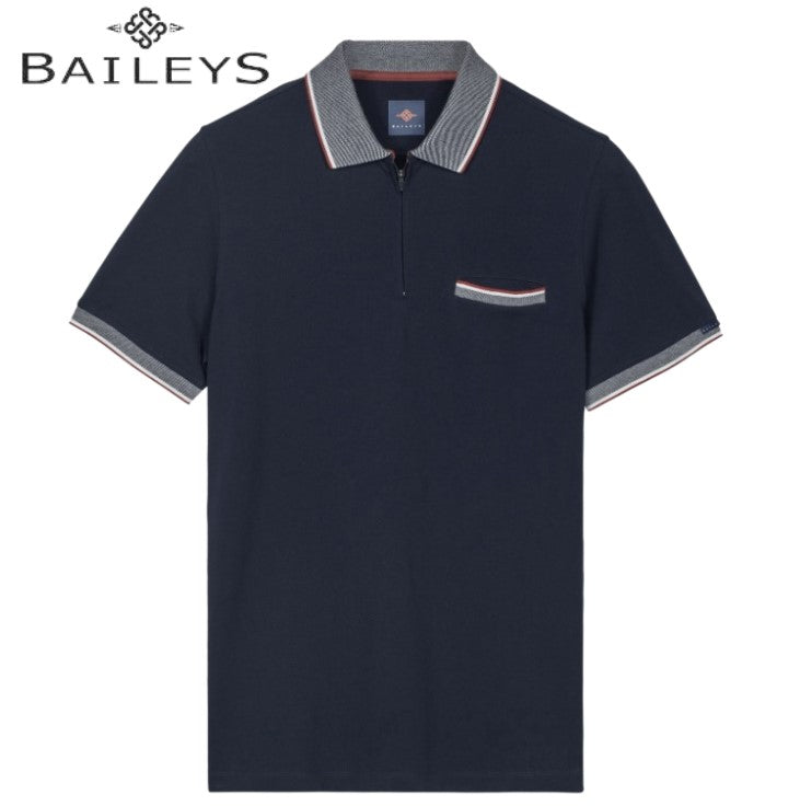 Baileys Two Tone Zip Navy Polo Shirt Navy