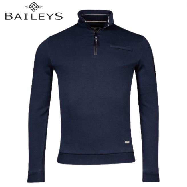 Baileys 1/4 Zip Double Stitch Navy Sweat Navy