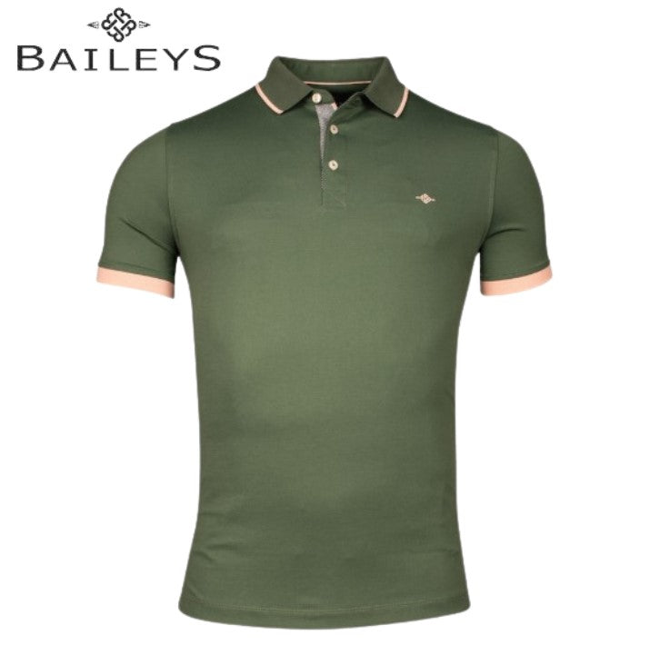 Baileys Pink Tipped Collar Classic Polo Green