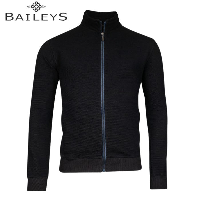Baileys Structured Full Zip Trim Sweater Navy