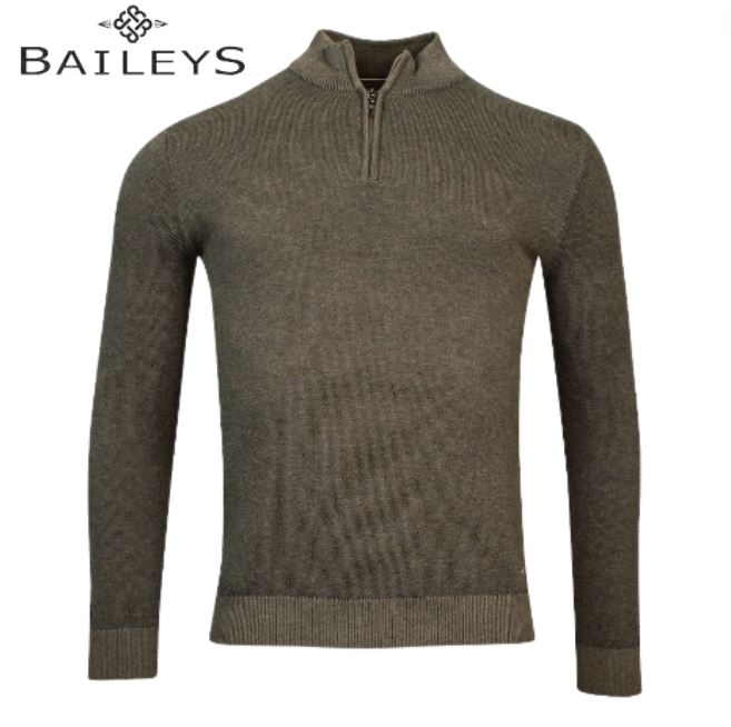 Baileys 1/4 Zip Taupe Knit Sweater Brown