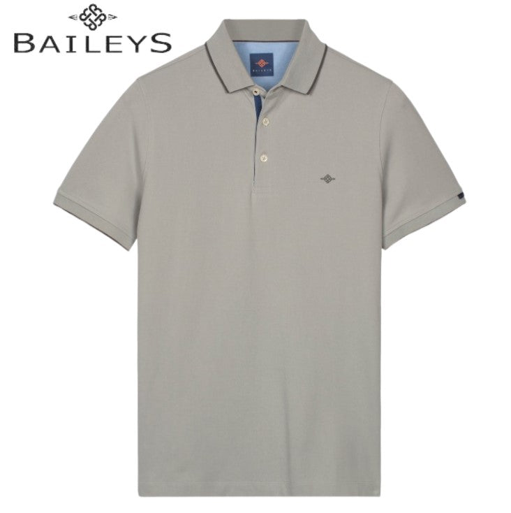 Baileys Classic Tipped Collar Grey Polo Grey