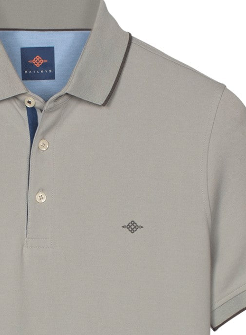 Baileys Classic Tipped Collar Grey Polo Grey
