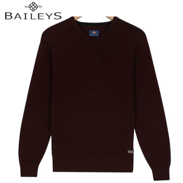 Baileys Textured Wine V-Neck Knit Wine