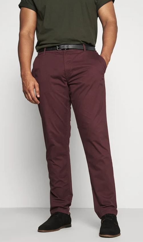 Oakman Burgundy Chino Trousers Wine