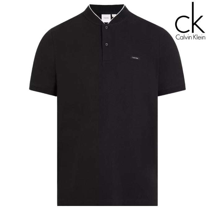 Calvin Klein Pique Stand Collar Polo Black