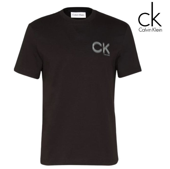 Calvin Klein Striped Logo Black Tee Black