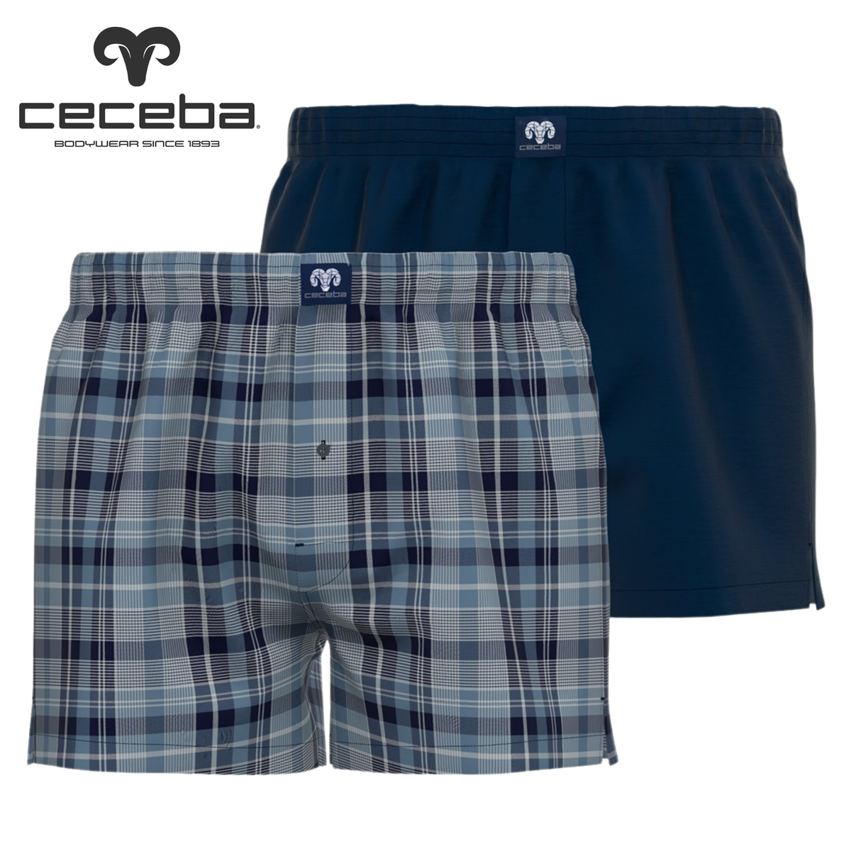 Ceceba 2-Pack Woven Check Boxers Blue