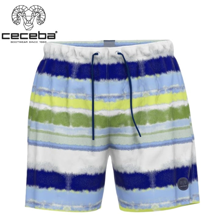 Ceceba Lined Multi Stripe Swim Shorts Blue