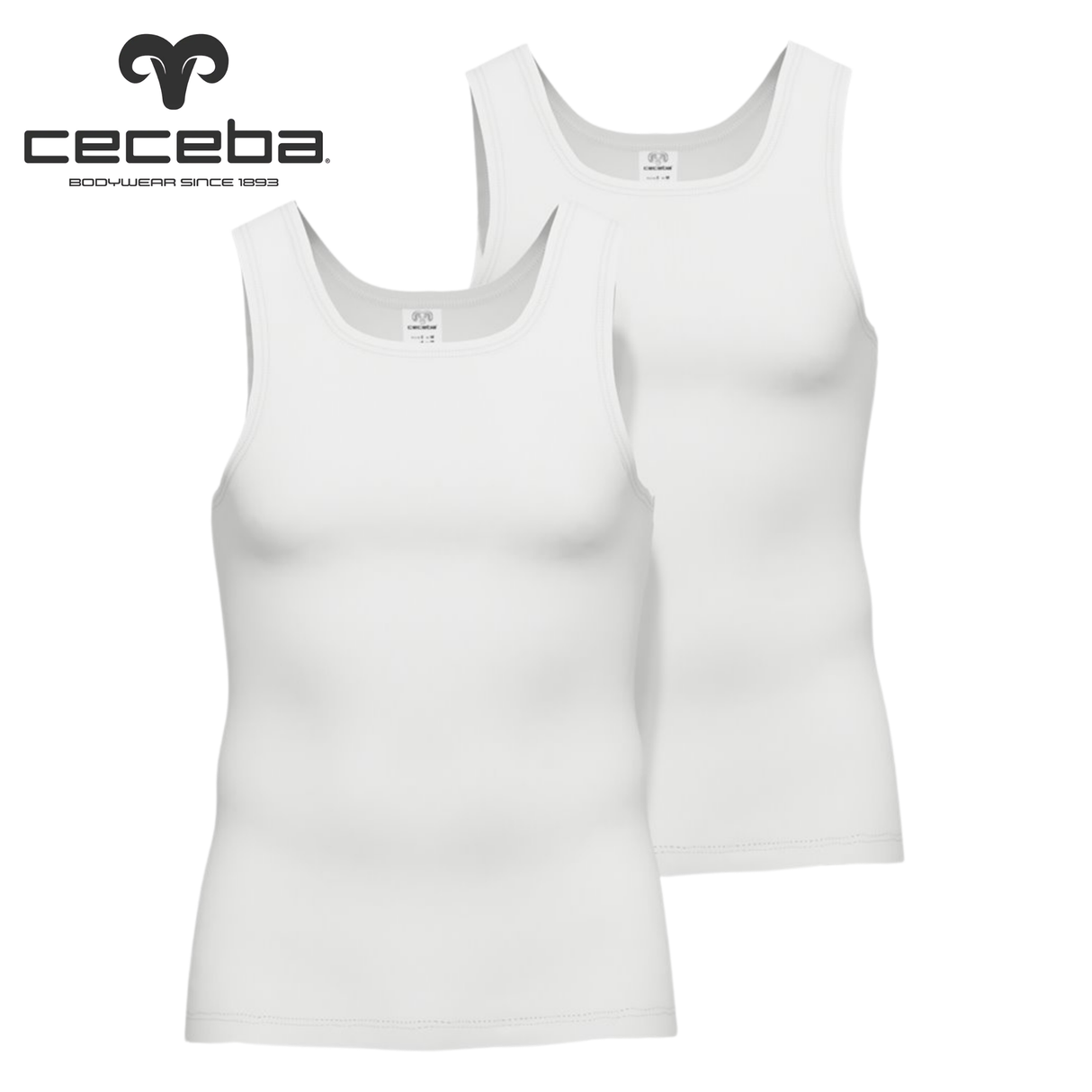 Ceceba 2-Pack White Ribbed Vest White