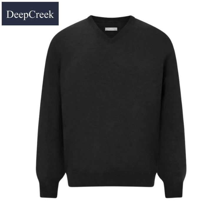 D.C.R.K. V-Neck Black Knit Jumper Black