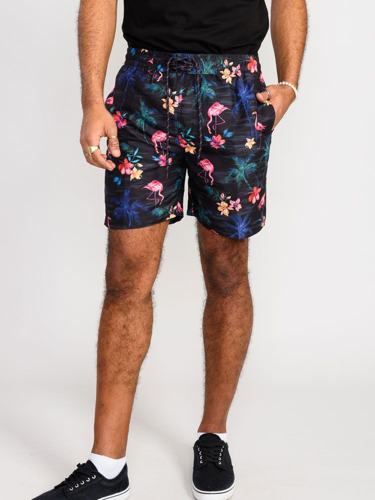 Duke Campton Flamingo Black Swim Shorts Black