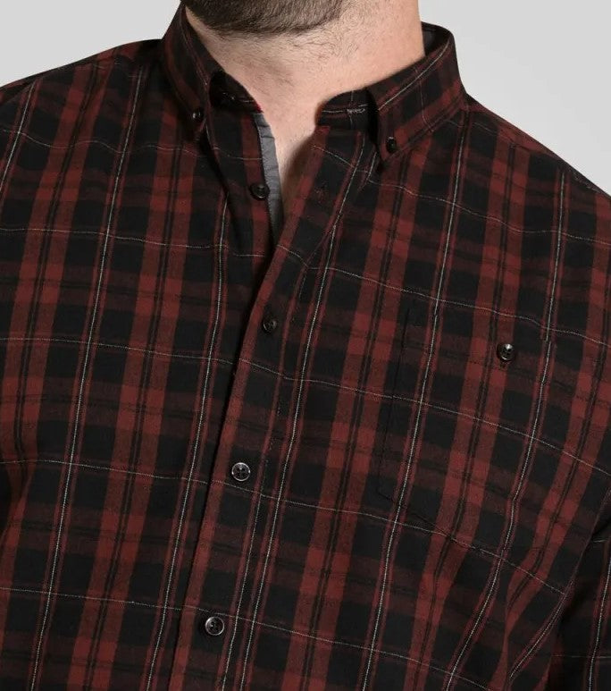 Duke Horsham Burgundy Check Shirt Wine