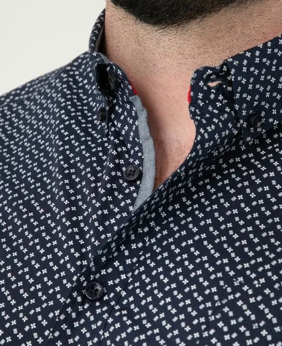 Duke Melrose Print Short Sleeve Shirt Navy