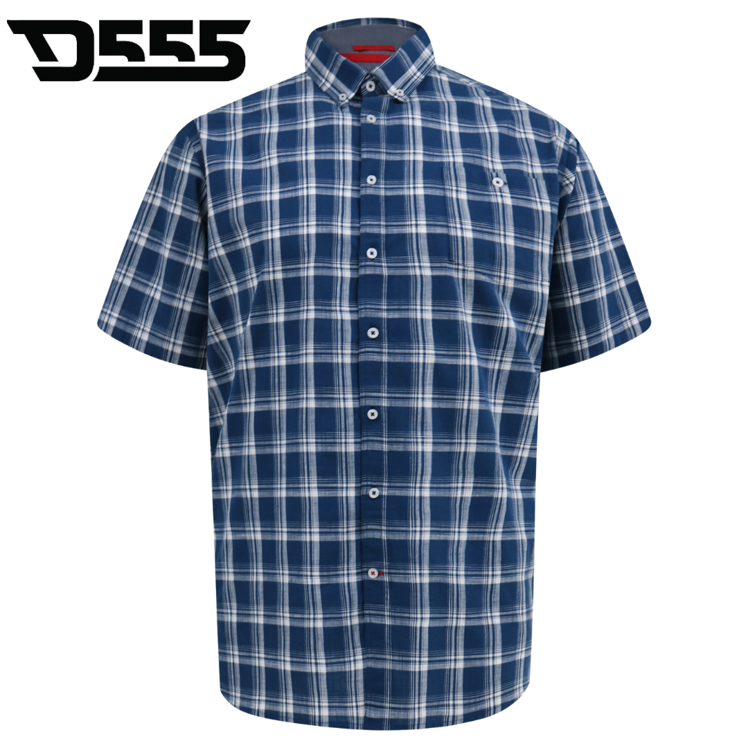Duke Morris Check Short Sleeve Shirt Blue