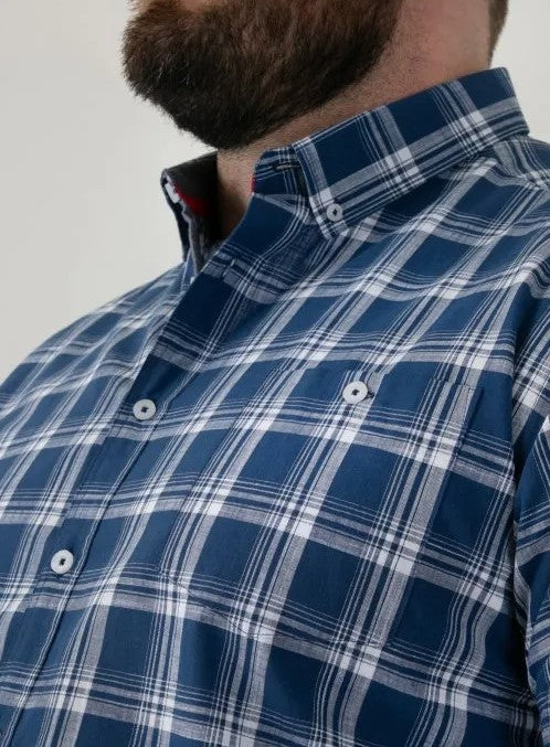 Duke Morris Check Short Sleeve Shirt Blue