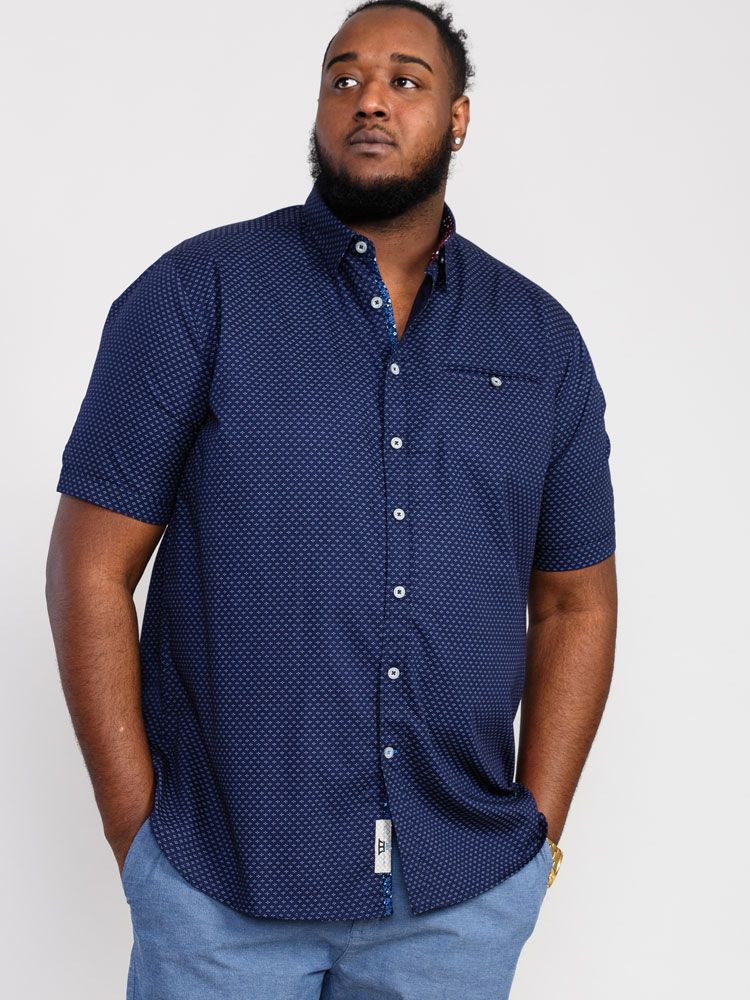 Duke Telford S/S Navy Micro Print Shirt Navy