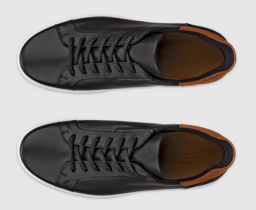 Ecco Soft 7 Leather Black & White Shoe Black