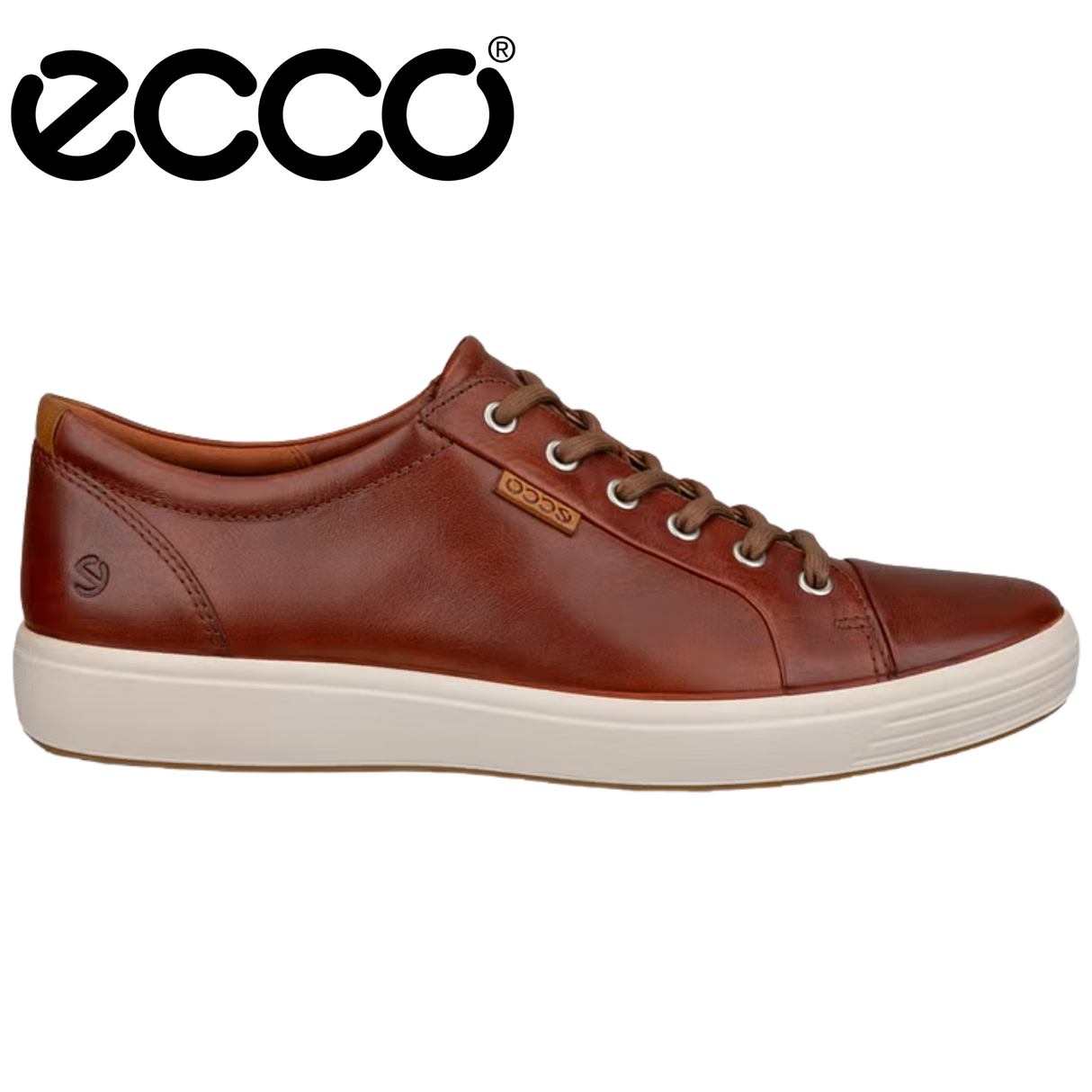 Ecco Soft 7 Leather Cognac Lace Shoe Brown
