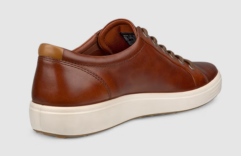 Ecco Soft 7 Leather Cognac Lace Shoe Brown