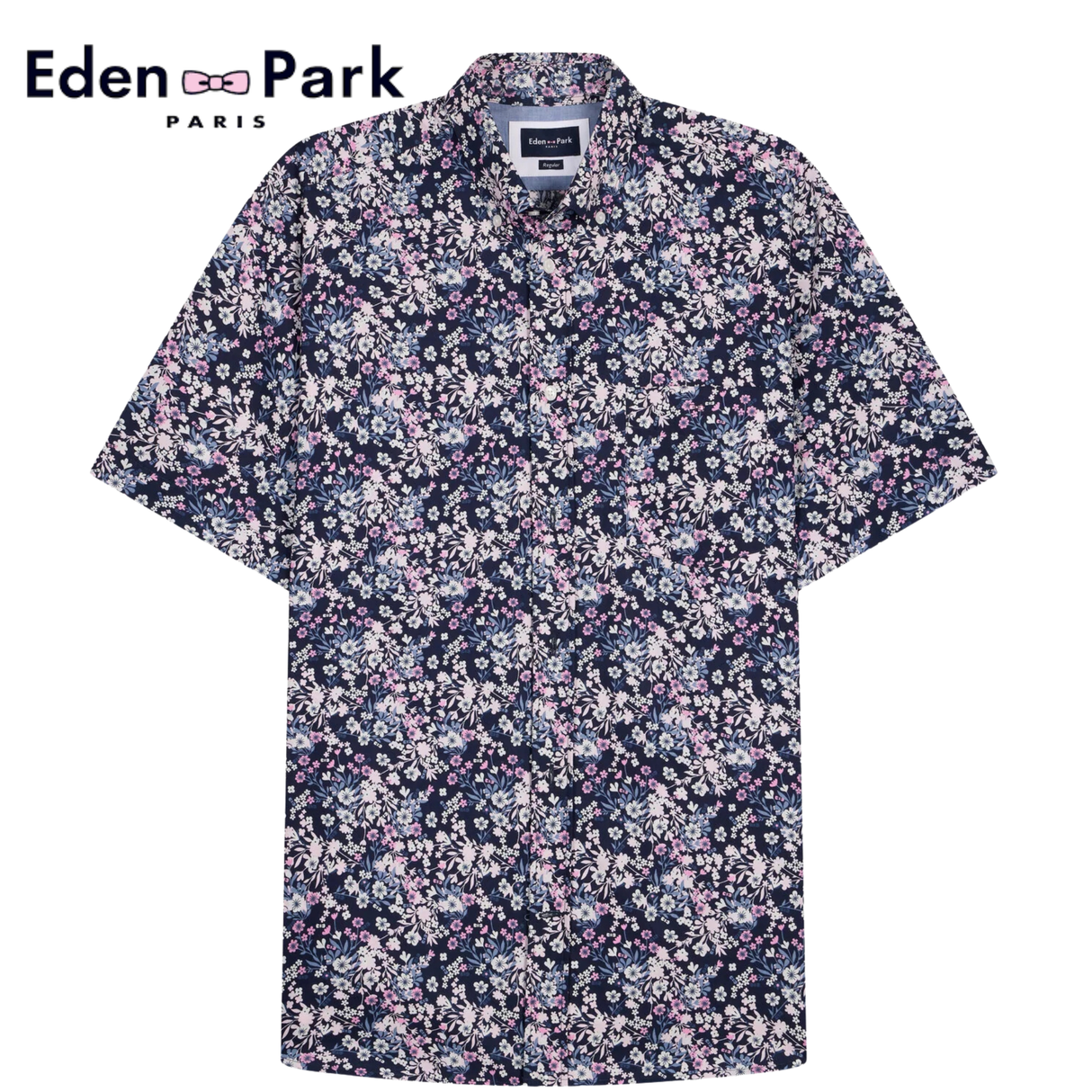 Eden Park Floral Print Poplin Shirt Purple
