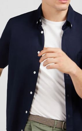 Eden Park Dobby Navy Short Sleeve Shirt Navy