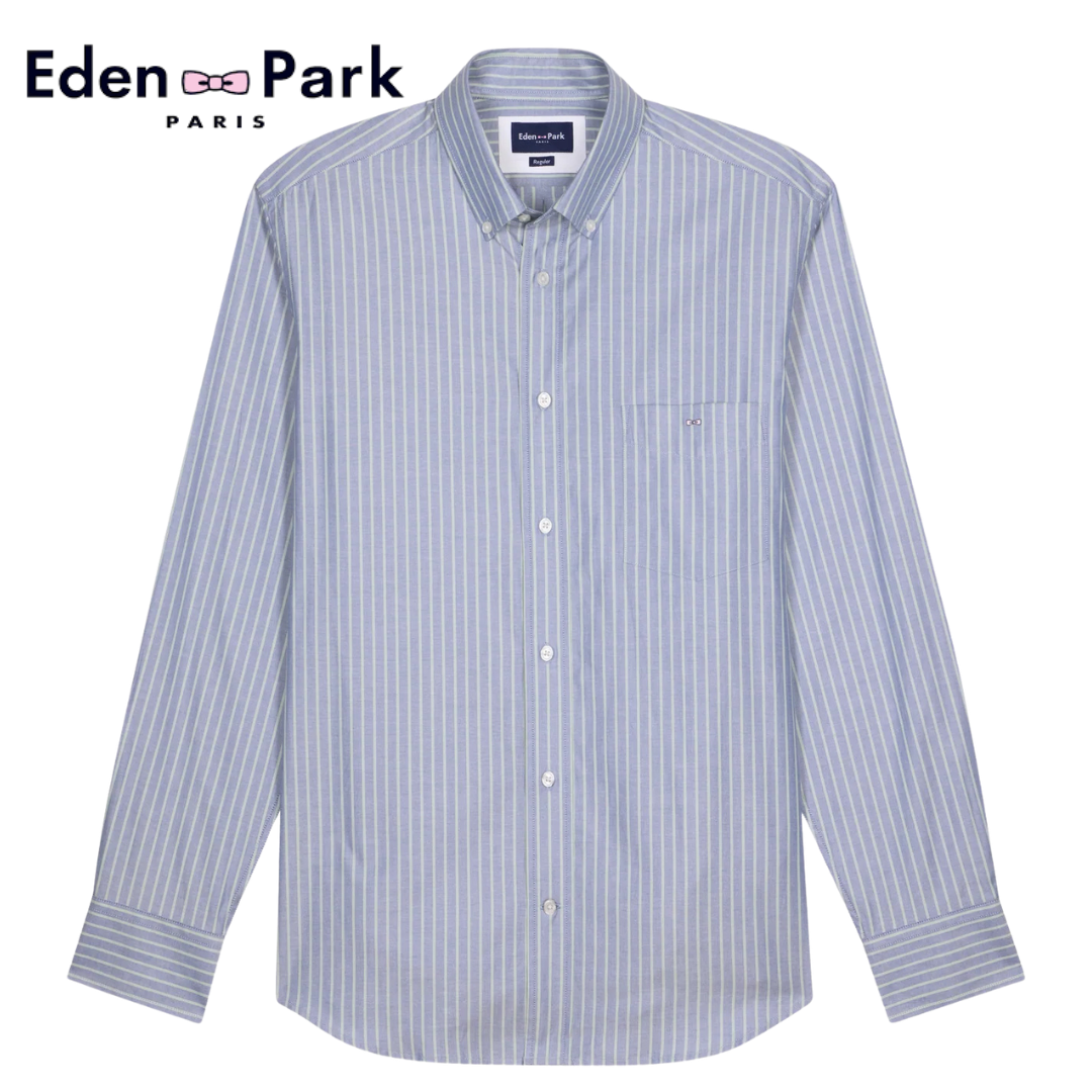 Eden Park Pinpoint Green Stripe Shirt Blue