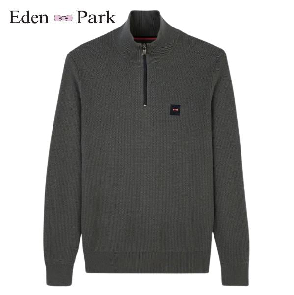 Eden Park 1/4 Zip Gunmetal Cable Knit Grey