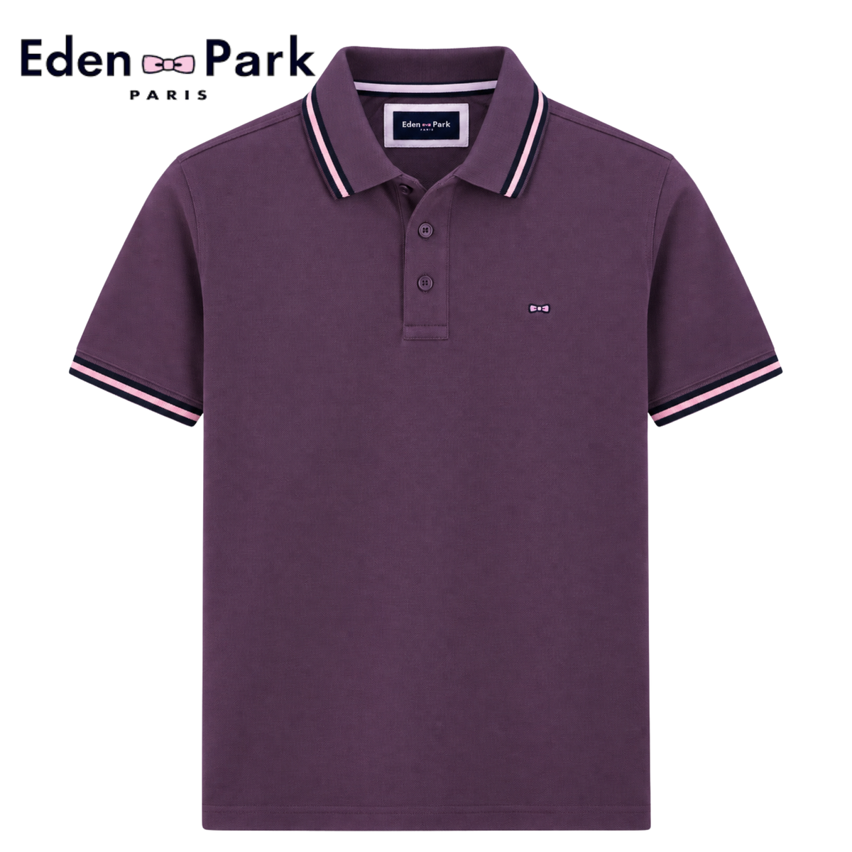 Eden Park Piqué Cotton Purple Poloshirt Purple
