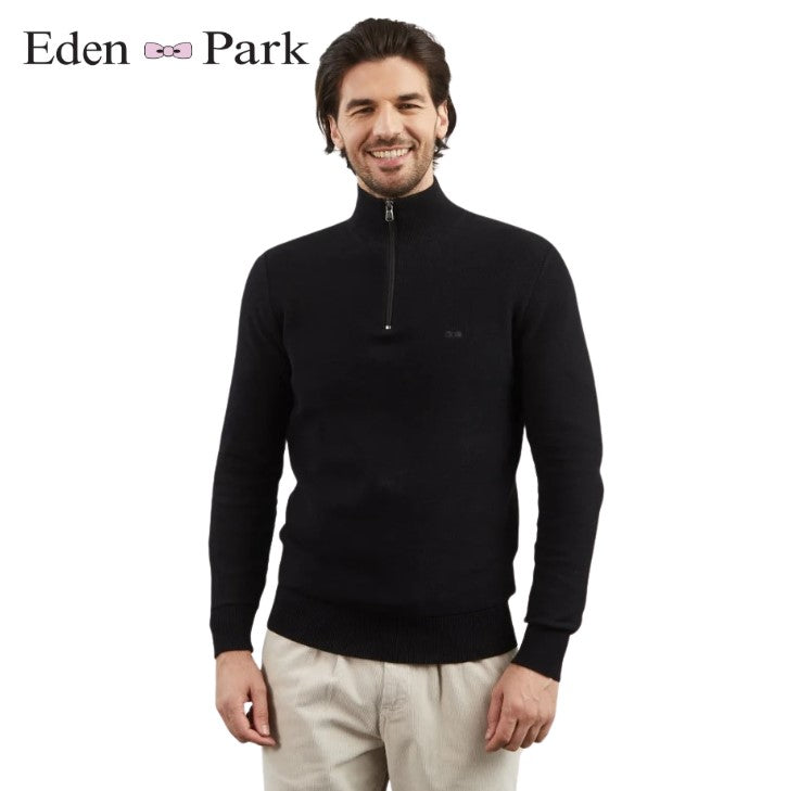 Eden Park Classic Quarter Zip Black Knit Black