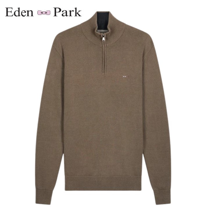 Eden Park Cotton Quarter Zip Green Knit Green