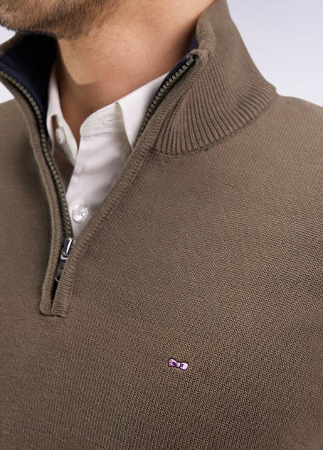 Eden Park Cotton Quarter Zip Green Knit Green