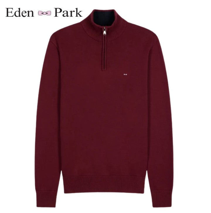 Eden Park Cotton Quarter Zip Wine Knit Wine
