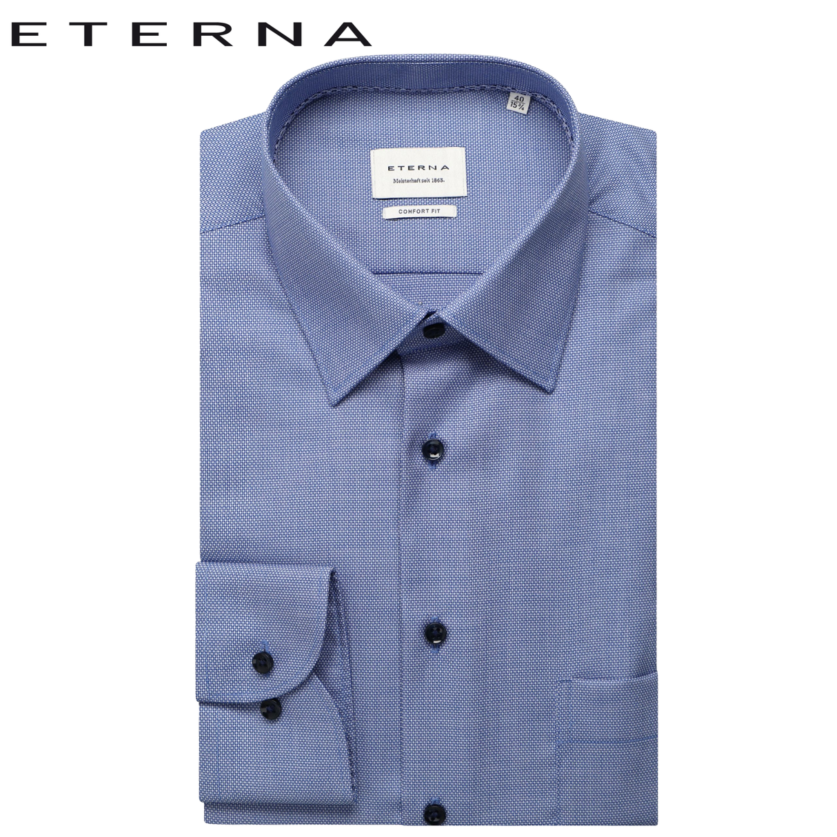 Eterna Blue Mini Check Formal Shirt Blue