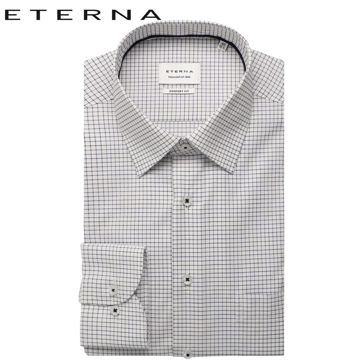 Eterna White Shirt With Gray Check White