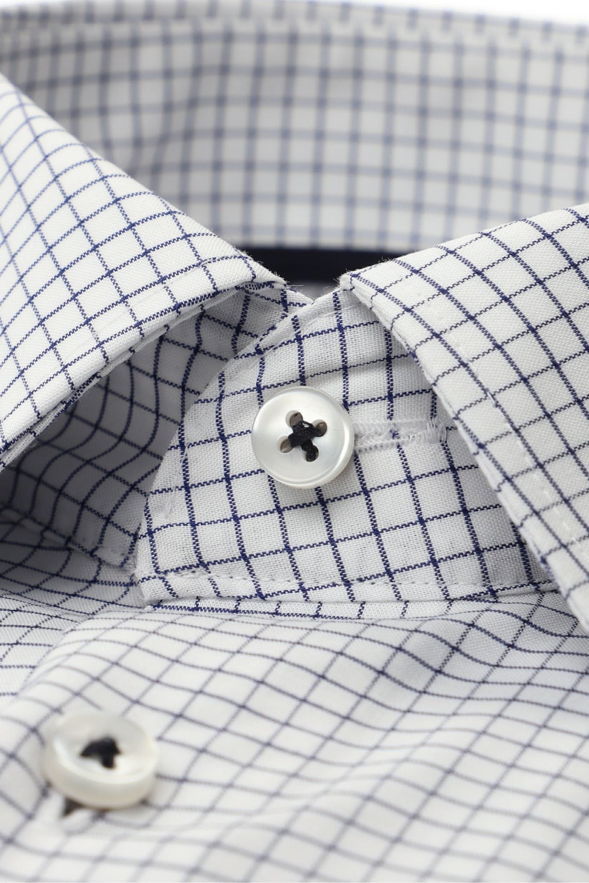 Eterna White Shirt With Gray Check White