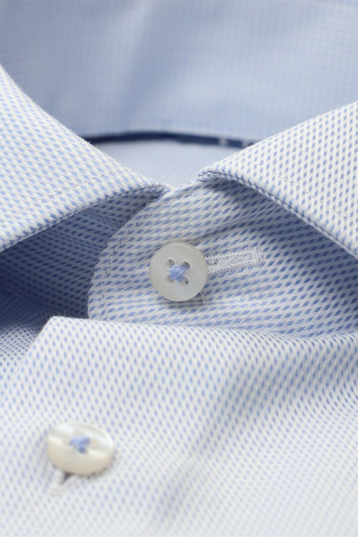 Eterna Light Blue Textured Twill Shirt Blue