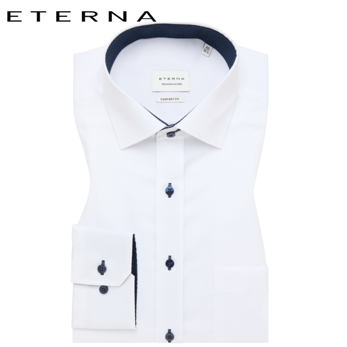 Eterna White With Navy Trim Shirt White