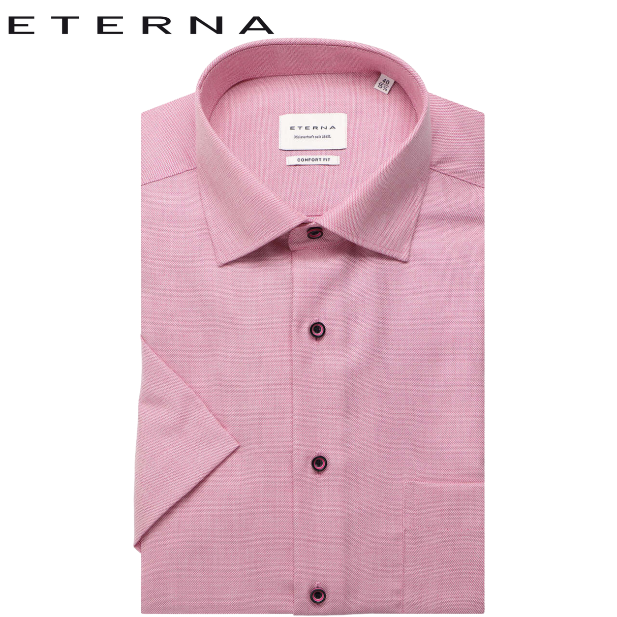 Eterna Pink Twill Short Sleeve Shirt Pink