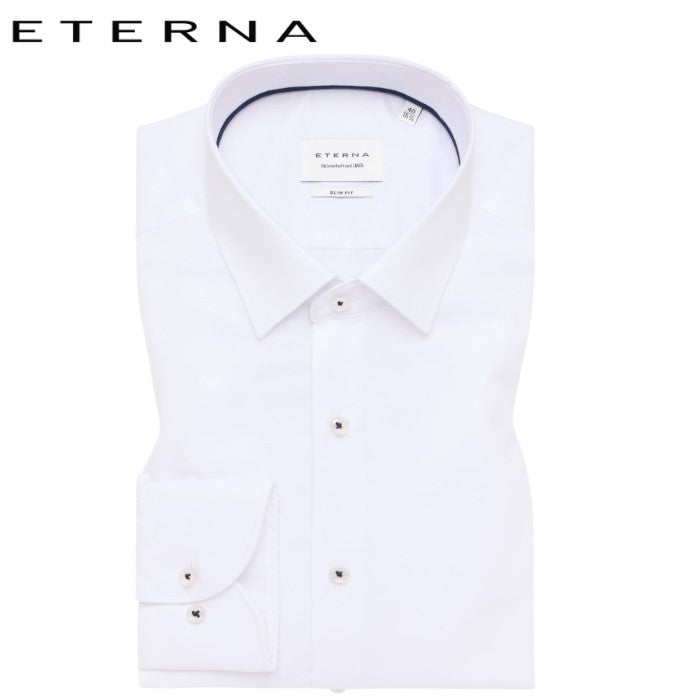 Eterna X-Tall Textured White Shirt White